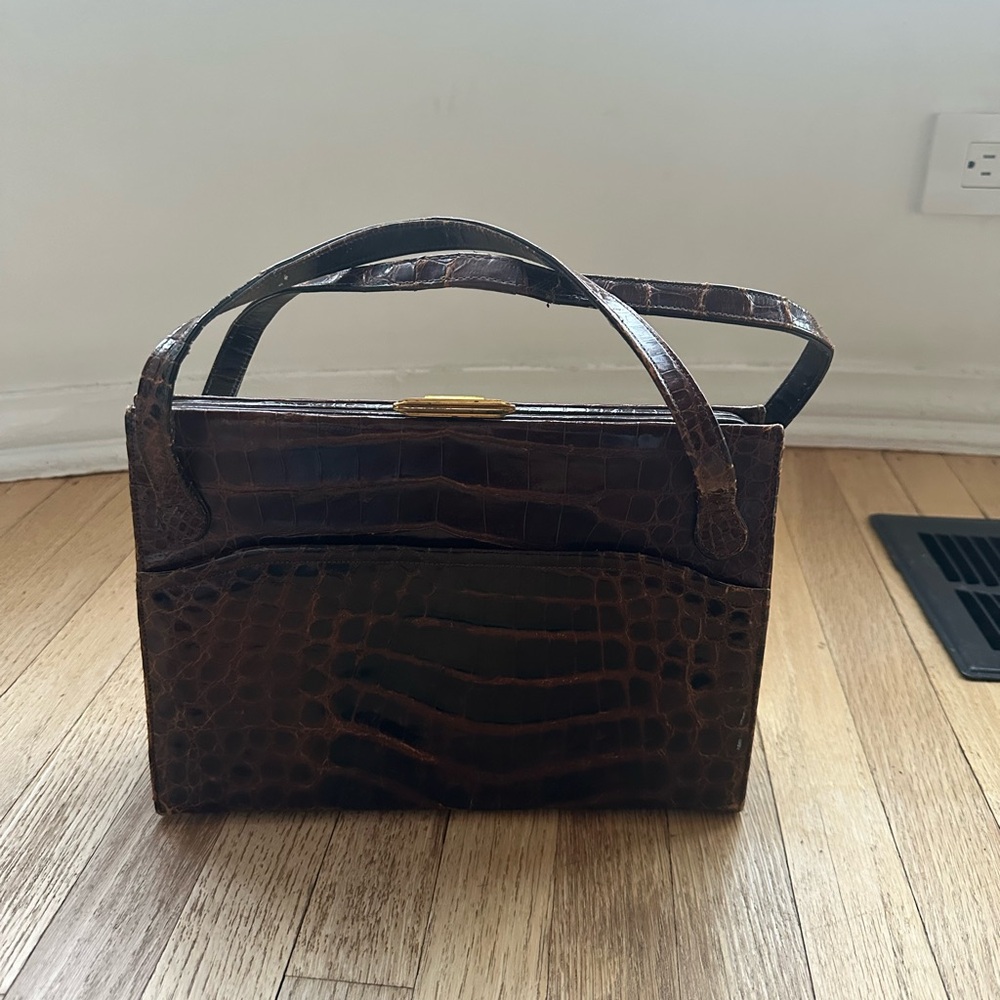 Vintage Mayer New York Croc-Embossed Leather Handbag